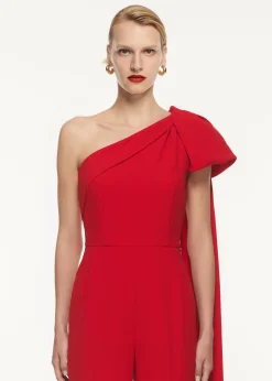 Ready To Wear|Ready To Wear Roland Mouret Asymmetric Bow Stretch Cady Jumpsuit Red