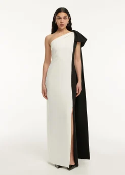 Ready To Wear|Ready To Wear Roland Mouret Asymmetric Bow Stretch Cady Maxi Dress