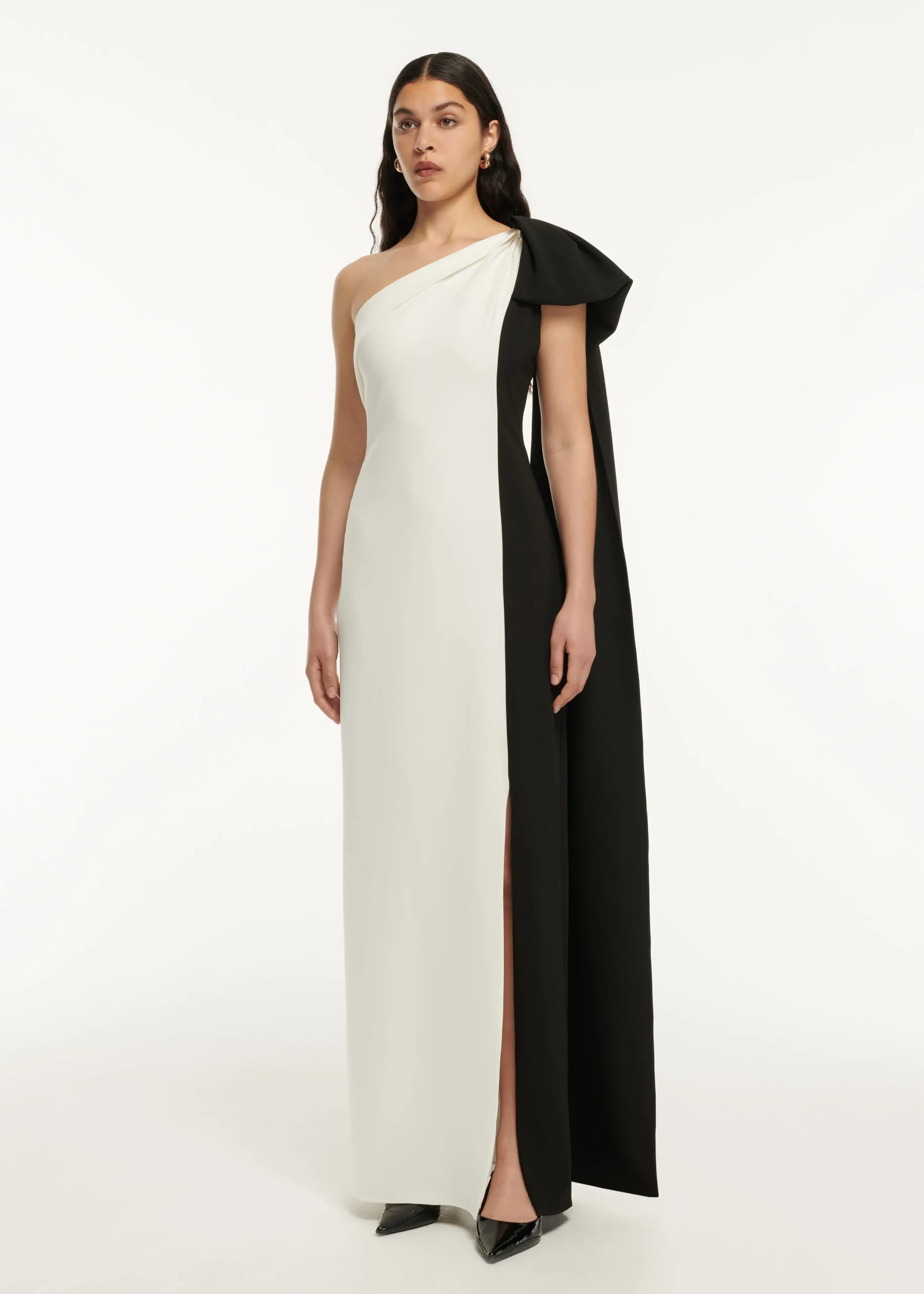 Ready To Wear|Ready To Wear Roland Mouret Asymmetric Bow Stretch Cady Maxi Dress