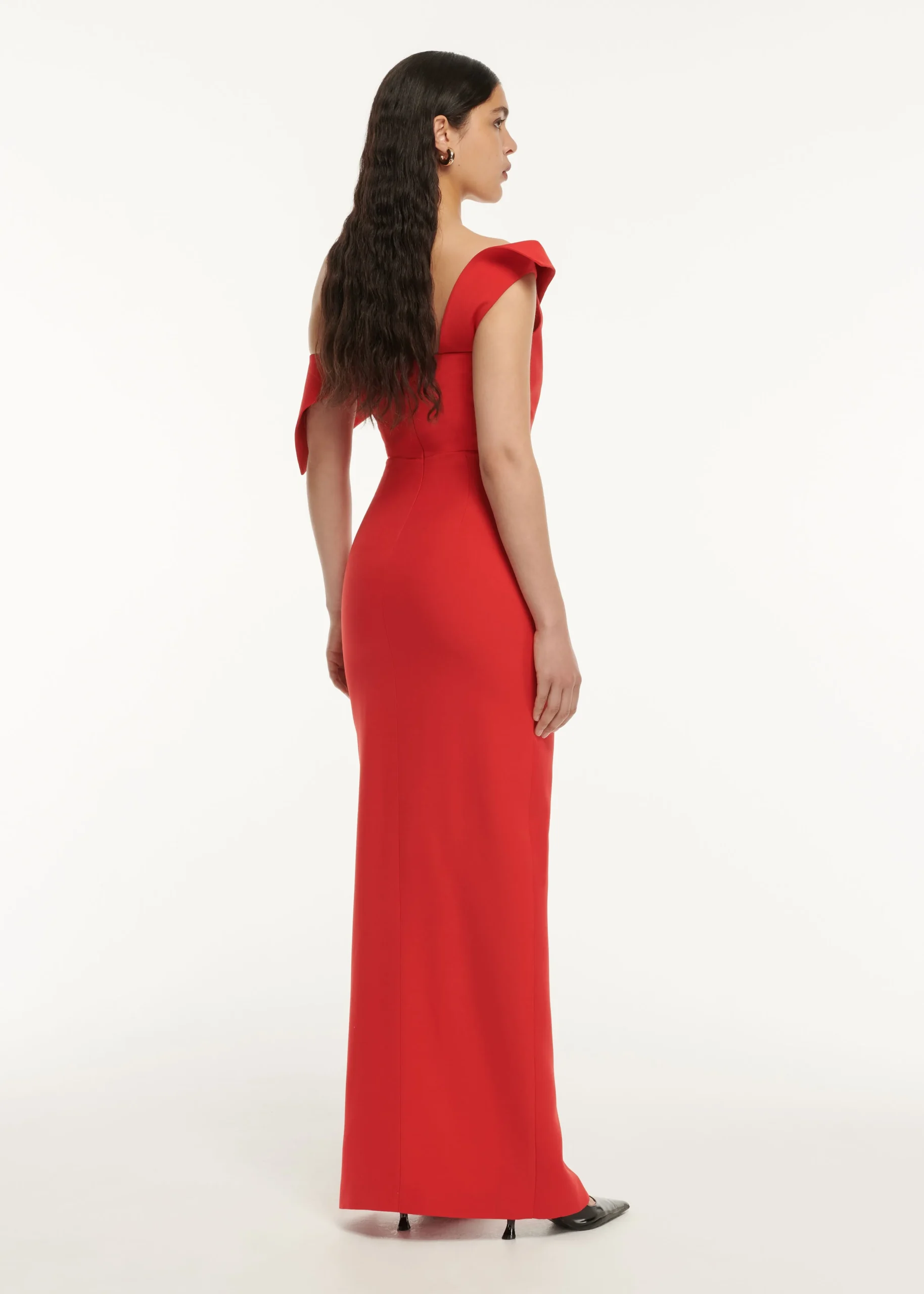 Ready To Wear|Ready To Wear Roland Mouret Asymmetric Drape Wool Silk Maxi Dress
