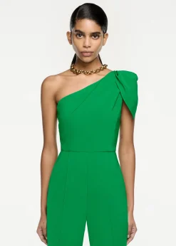 Ready To Wear|Ready To Wear Roland Mouret Asymmetric Leaf Draped Jumpsuit Green