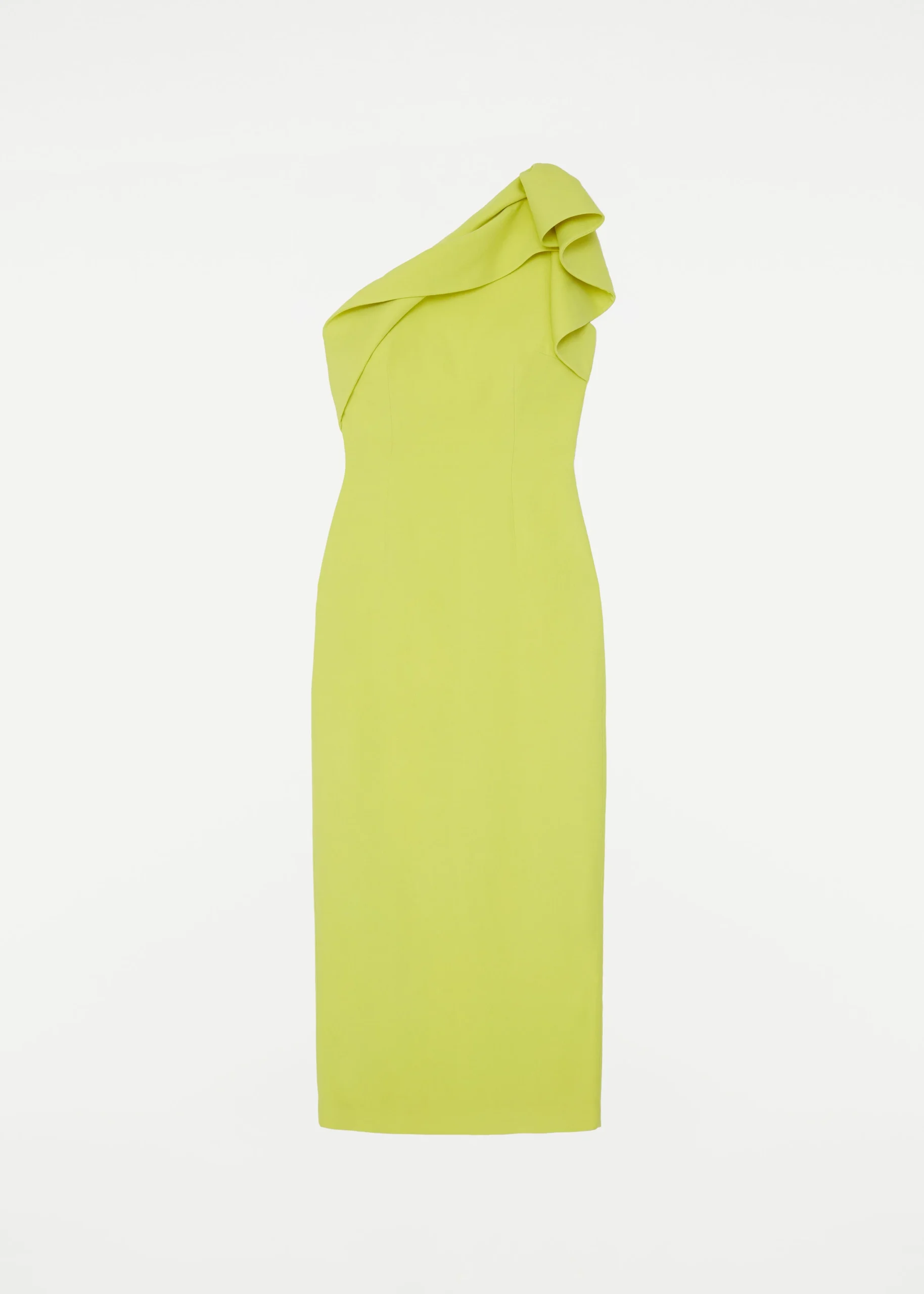 Ready To Wear|Ready To Wear Roland Mouret Asymmetric Silk Wool Midi Dress Yellow
