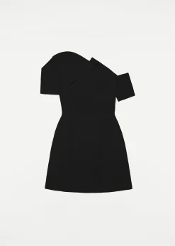 Ready To Wear|Ready To Wear Roland Mouret Asymmetric Silk Wool Mini Dress Black