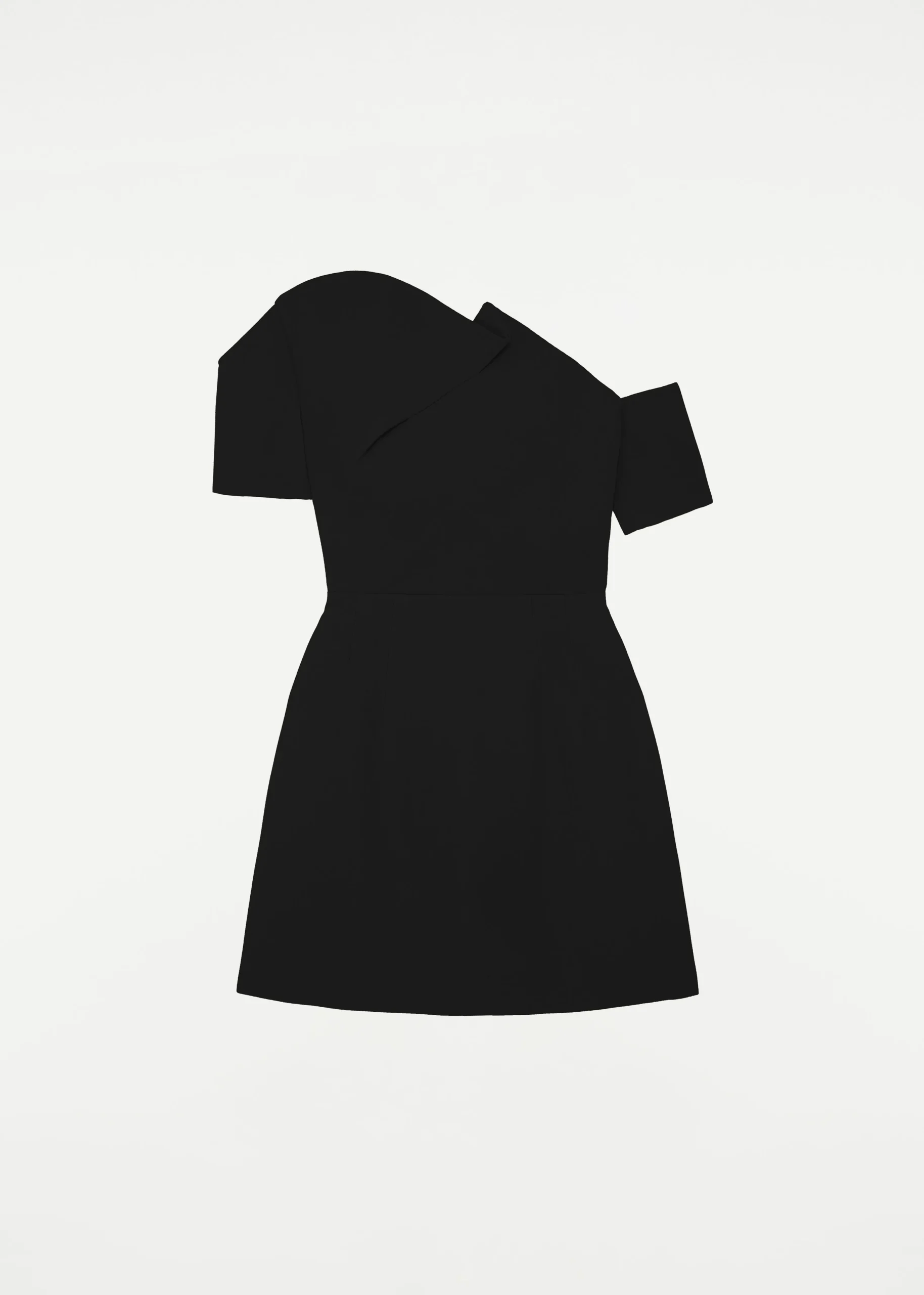 Ready To Wear|Ready To Wear Roland Mouret Asymmetric Silk Wool Mini Dress Black