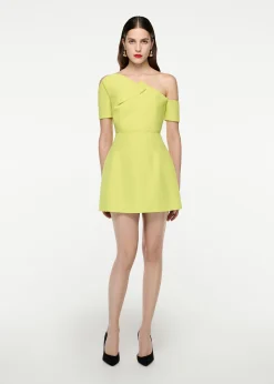 Ready To Wear|Ready To Wear Roland Mouret Asymmetric Silk Wool Mini Dress Yellow