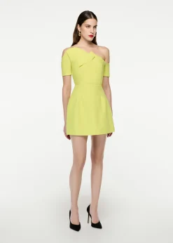 Ready To Wear|Ready To Wear Roland Mouret Asymmetric Silk Wool  Mini Dress Yellow