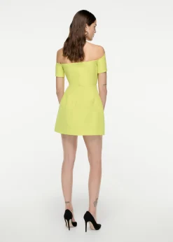 Ready To Wear|Ready To Wear Roland Mouret Asymmetric Silk Wool Mini Dress Yellow