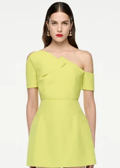 Ready To Wear|Ready To Wear Roland Mouret Asymmetric Silk Wool Mini Dress Yellow