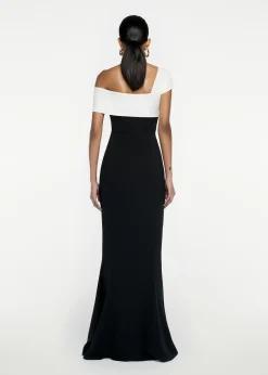 Ready To Wear|Ready To Wear Roland Mouret Asymmetric Stretch Cady Maxi Dress Monochrome