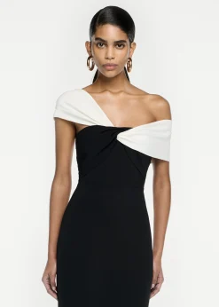Ready To Wear|Ready To Wear Roland Mouret Asymmetric Stretch Cady Maxi Dress Monochrome