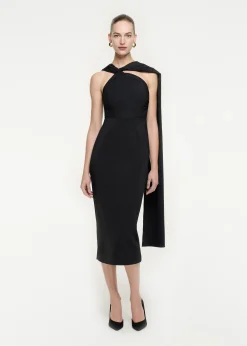 Ready To Wear|Ready To Wear Roland Mouret Asymmetric Stretch Cady Midi Dress Black