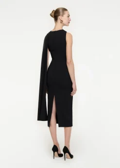 Ready To Wear|Ready To Wear Roland Mouret Asymmetric Stretch Cady Midi Dress Black