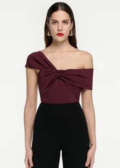 Ready To Wear|Ready To Wear Roland Mouret Asymmetric Stretch Cady Top Maroon