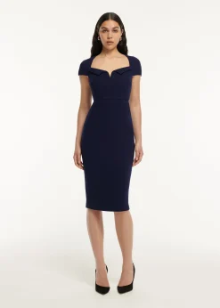 Ready To Wear|Ready To Wear Roland Mouret Cap Sleeve Fitted Wool Crepe Midi Dress