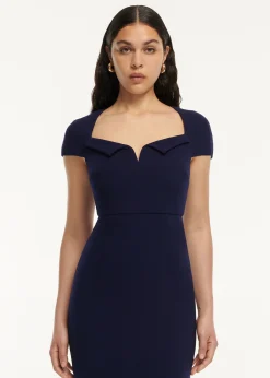 Ready To Wear|Ready To Wear Roland Mouret Cap Sleeve Fitted Wool Crepe Midi Dress