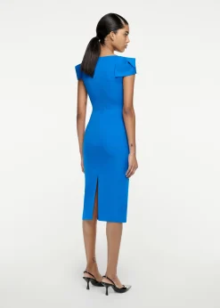 Ready To Wear|Ready To Wear Roland Mouret Cap Sleeve Stretch Cady Midi Dress Blue