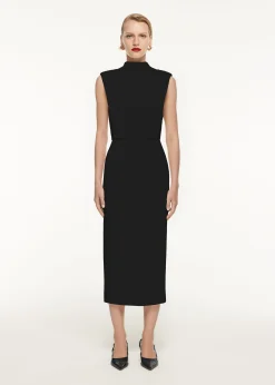Ready To Wear|Ready To Wear Roland Mouret High Neck Stretch Cady Midi Dress Black