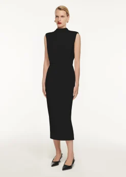 Ready To Wear|Ready To Wear Roland Mouret High Neck Stretch Cady Midi Dress Black