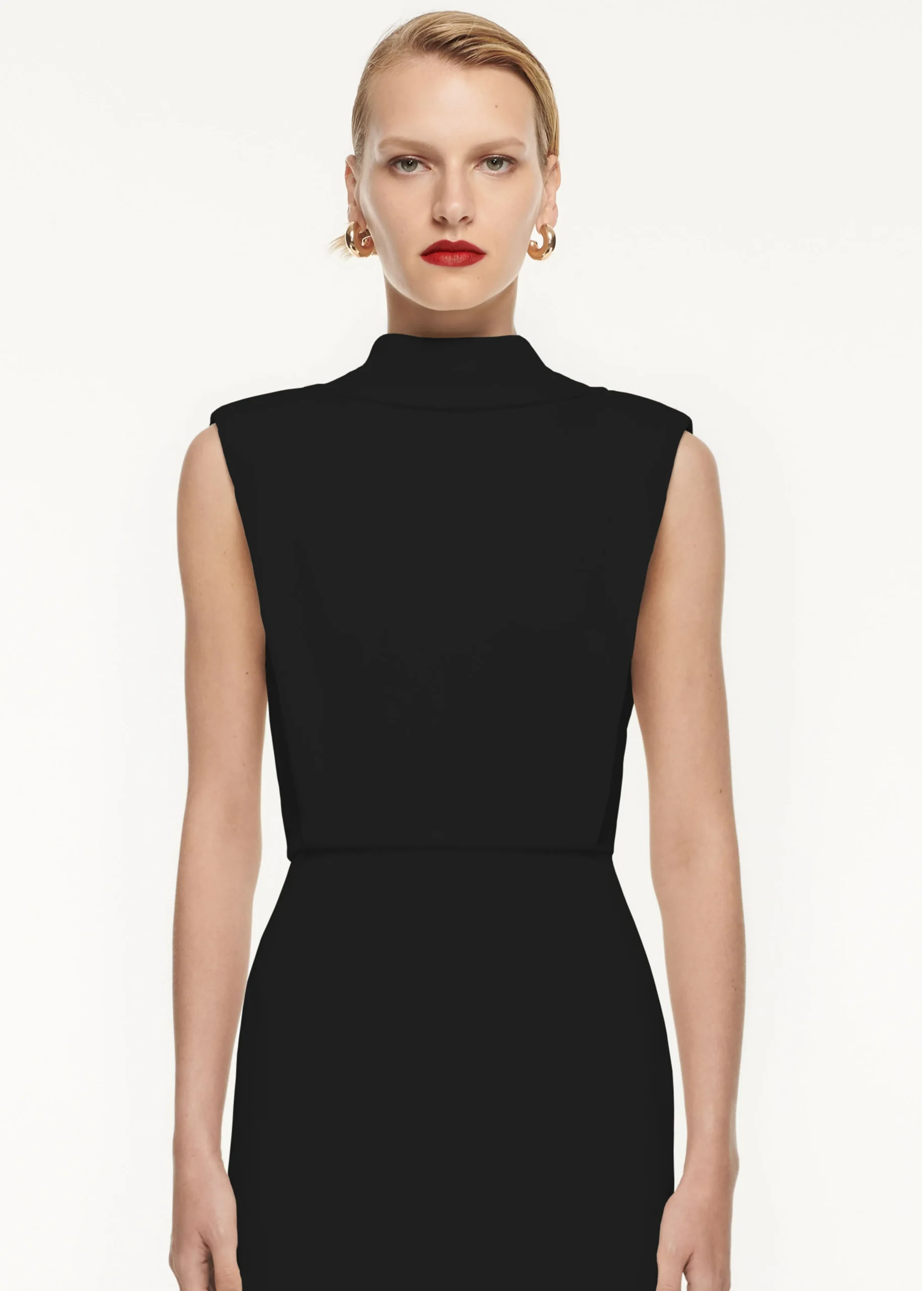 Ready To Wear|Ready To Wear Roland Mouret High Neck Stretch Cady Midi Dress Black