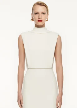 Ready To Wear|Ready To Wear Roland Mouret High Neck Stretch Cady Midi Dress Cream
