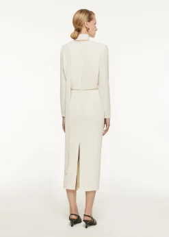 Ready To Wear|Ready To Wear Roland Mouret Long Sleeve Blouson Detail Midi Dress Cream