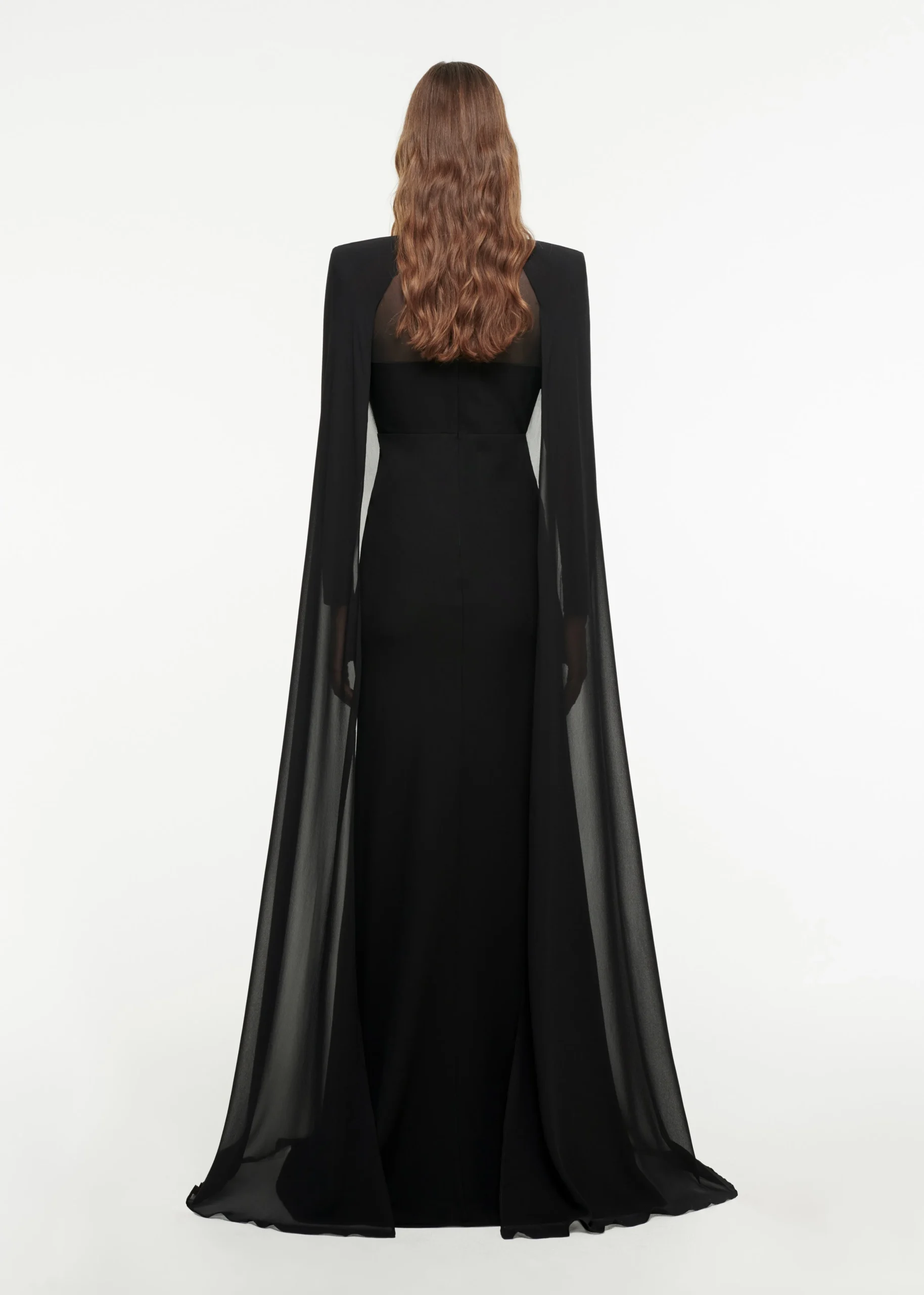 Ready To Wear|Ready To Wear Roland Mouret Long Sleeve Cape Gown Black