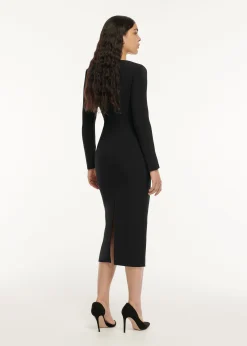 Ready To Wear|Ready To Wear Roland Mouret Long Sleeve Crepe Midi Dress Black