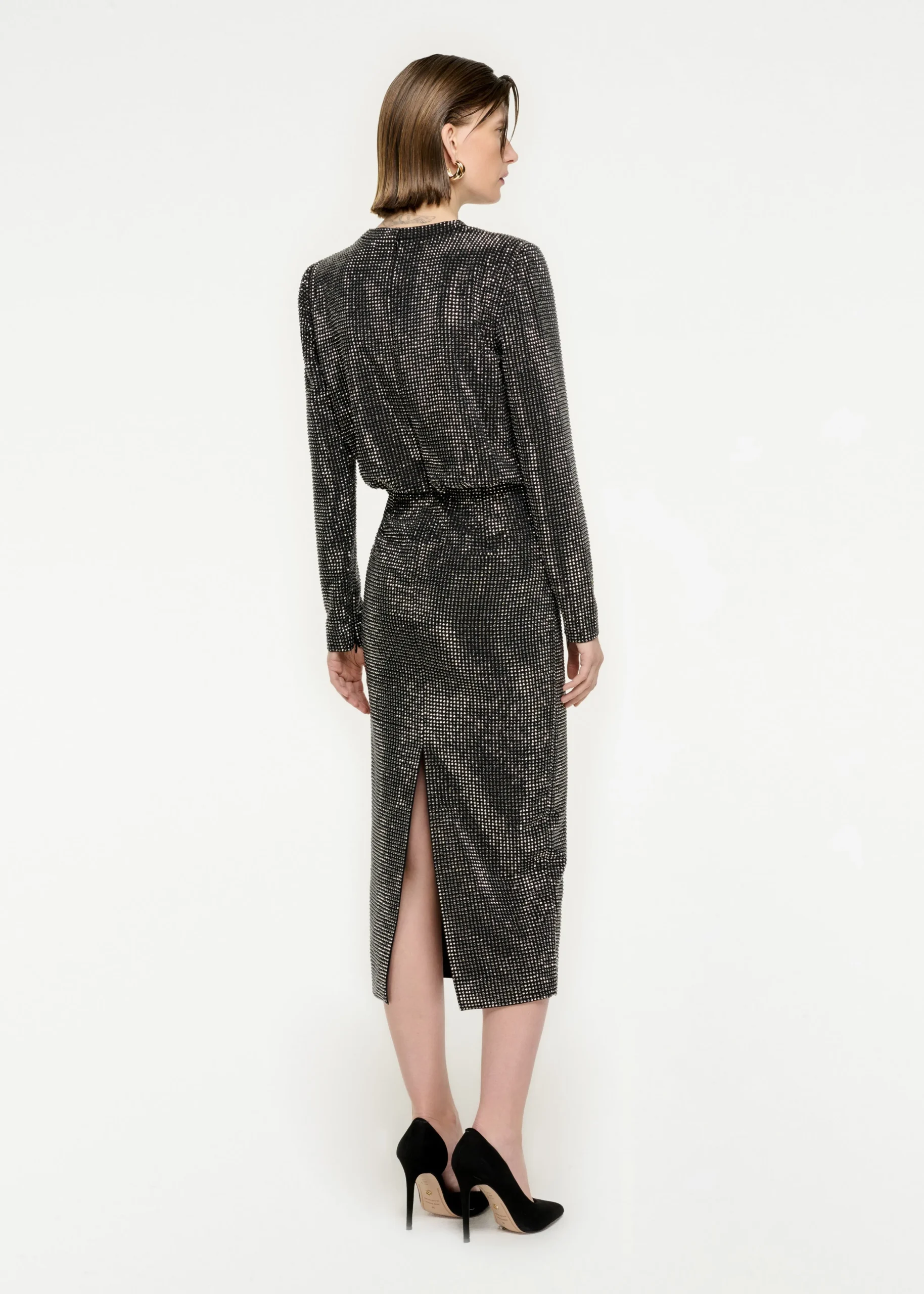 Ready To Wear|Ready To Wear Roland Mouret Long Sleeve Diamante Midi Dress Black