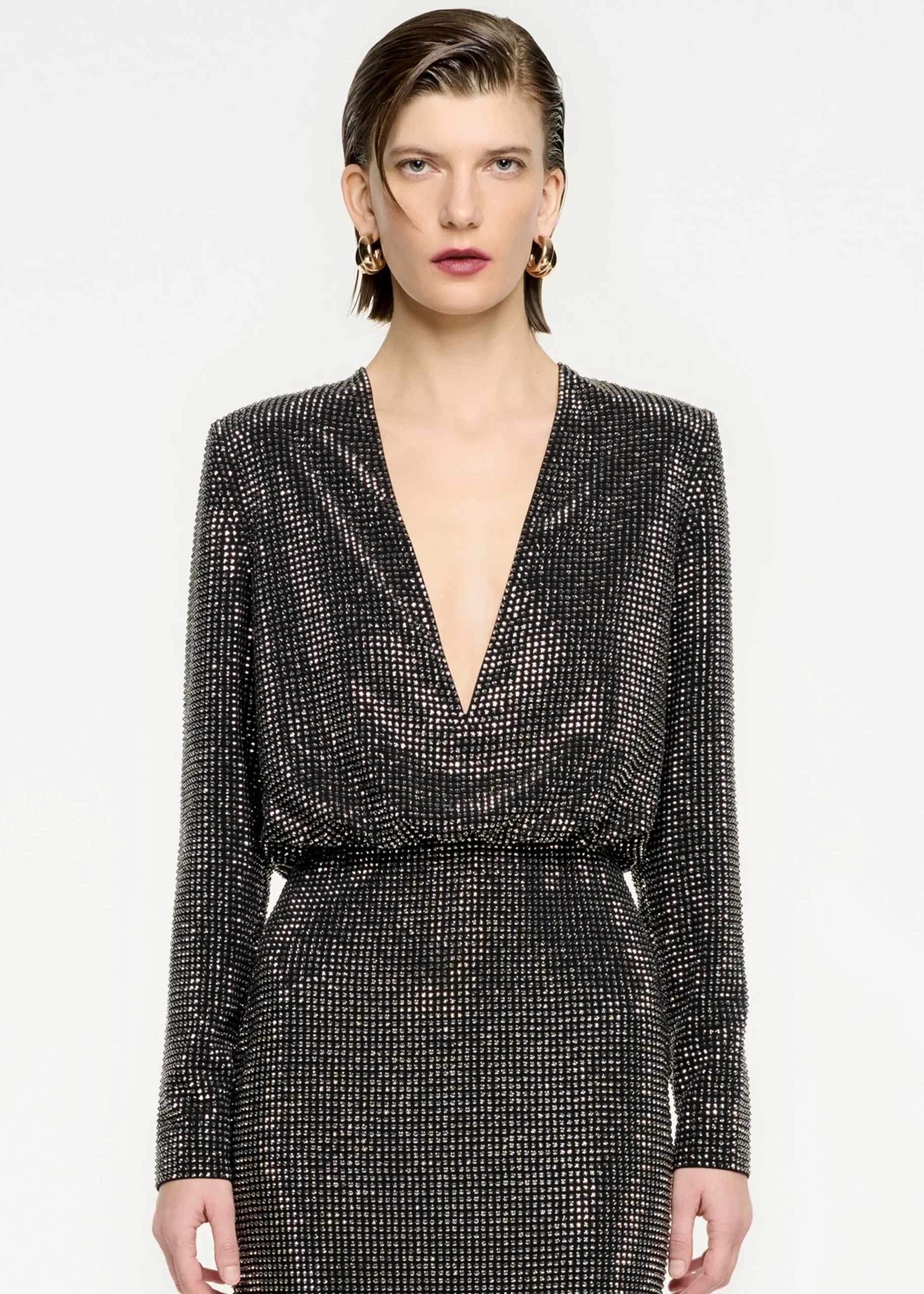 Ready To Wear|Ready To Wear Roland Mouret Long Sleeve Diamante Midi Dress Black
