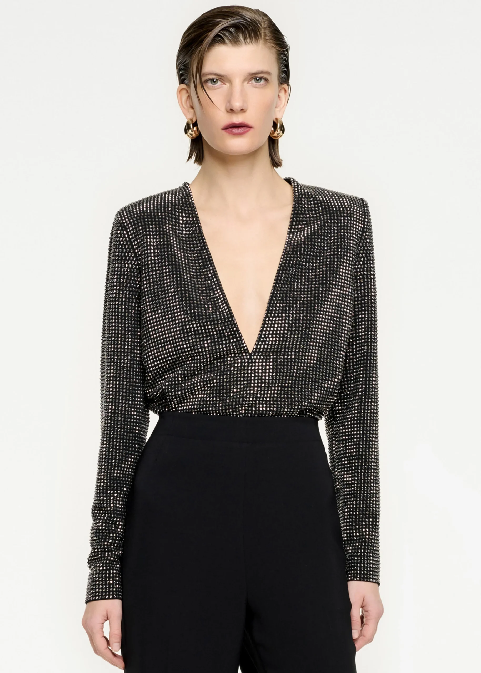 Ready To Wear|Ready To Wear Roland Mouret Long Sleeve Diamante Top Black