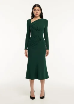 Ready To Wear|Ready To Wear Roland Mouret Long Sleeve Drape Detail Midi Dress