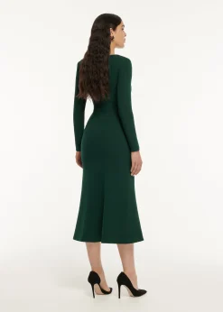 Ready To Wear|Ready To Wear Roland Mouret Long Sleeve Drape Detail Midi Dress