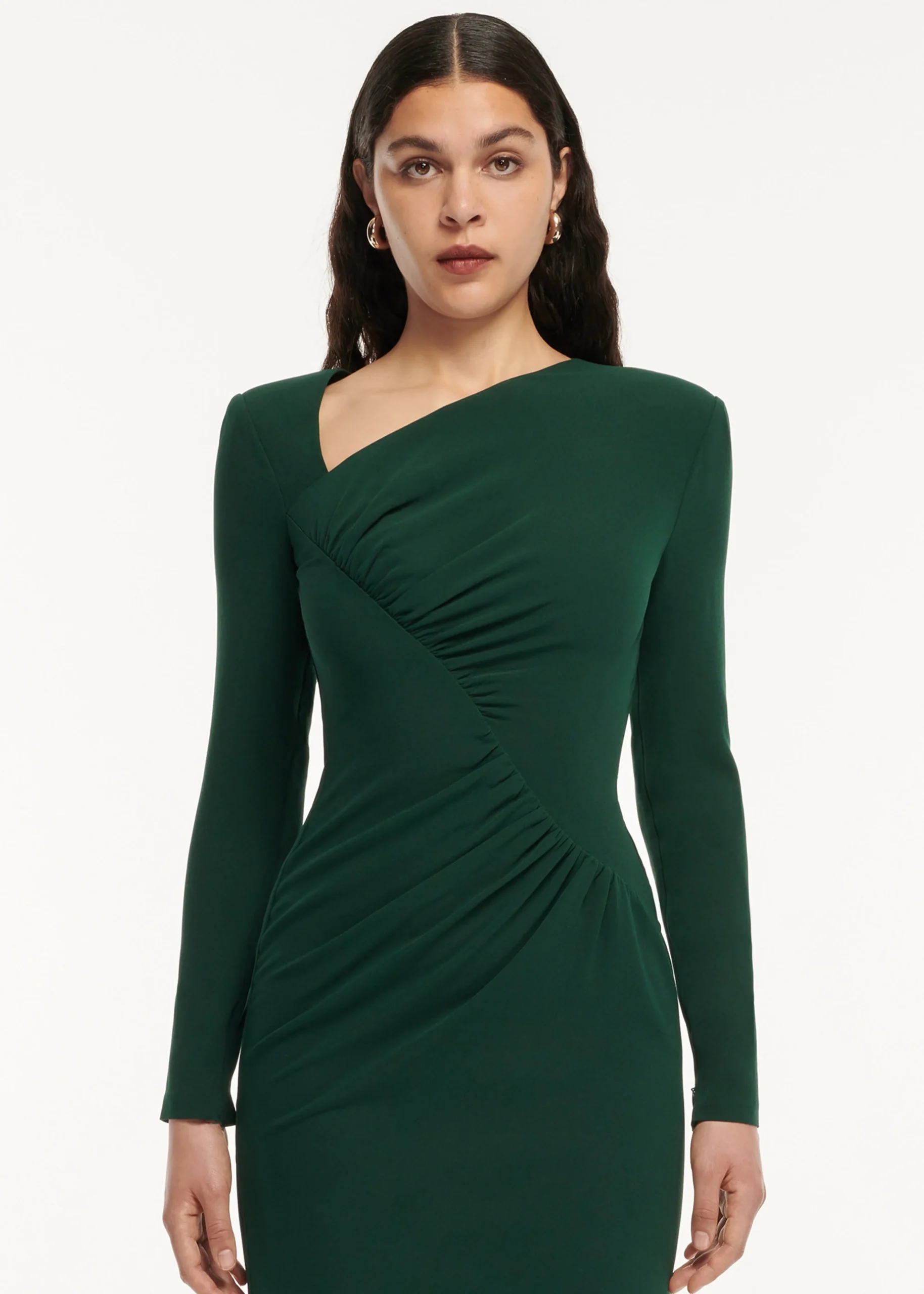 Ready To Wear|Ready To Wear Roland Mouret Long Sleeve Drape Detail Midi Dress