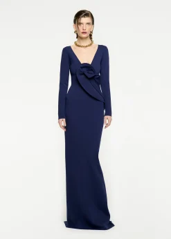 Ready To Wear|Ready To Wear Roland Mouret Long Sleeve Knit Maxi Dress Navy