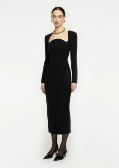 Ready To Wear|Ready To Wear Roland Mouret Long Sleeve Moon Midi Dress Black
