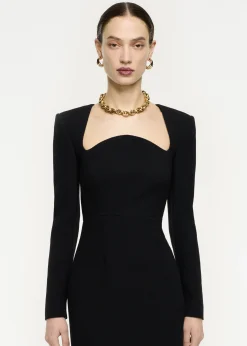 Ready To Wear|Ready To Wear Roland Mouret Long Sleeve Moon Midi Dress Black