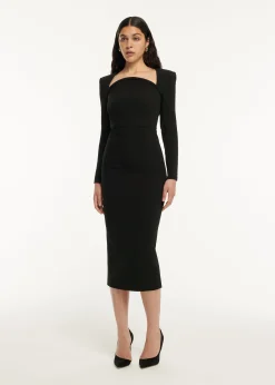 Ready To Wear|Ready To Wear Roland Mouret Long Sleeve Moon Stretch Cady Midi Dress