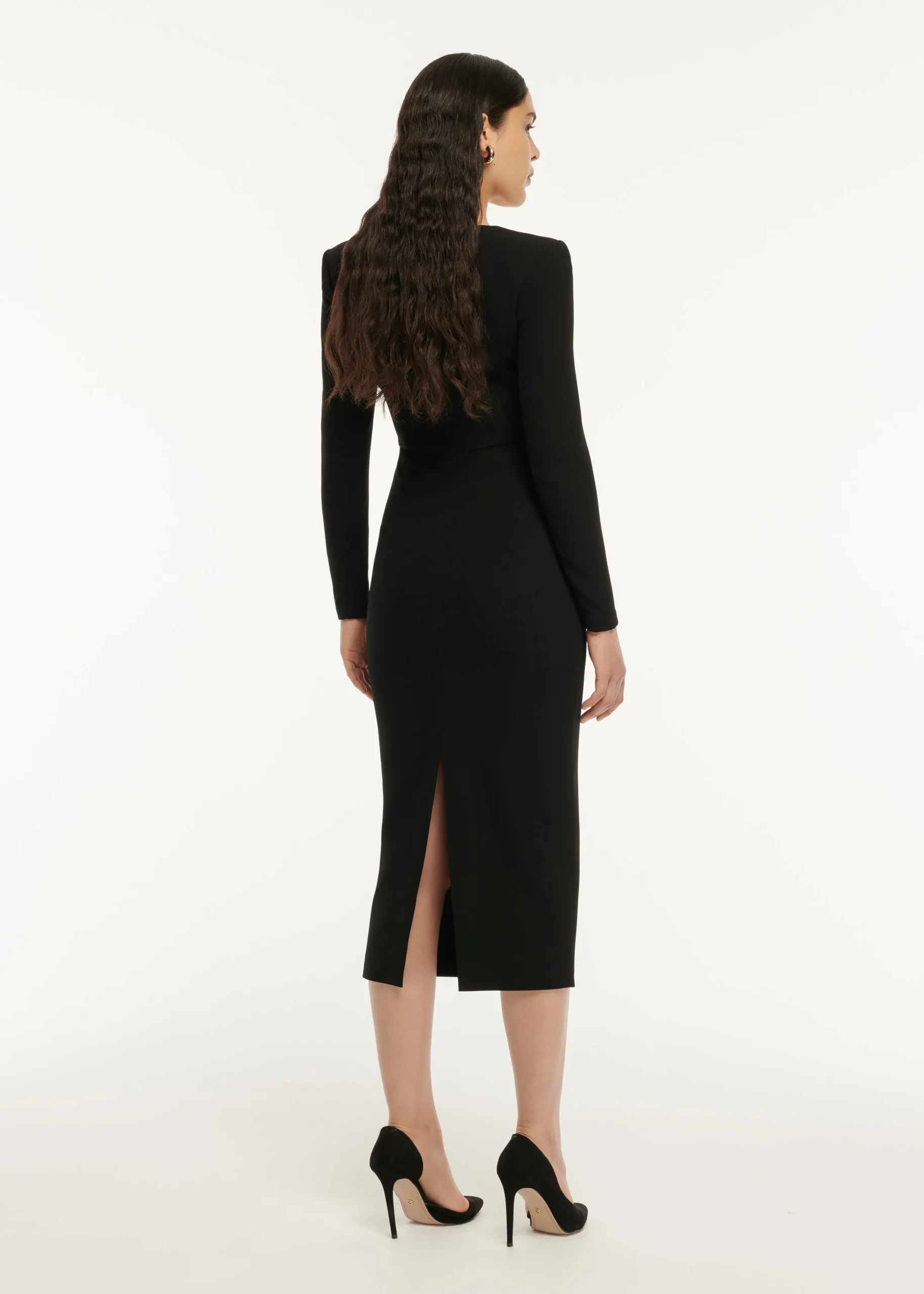 Ready To Wear|Ready To Wear Roland Mouret Long Sleeve Moon Stretch Cady Midi Dress