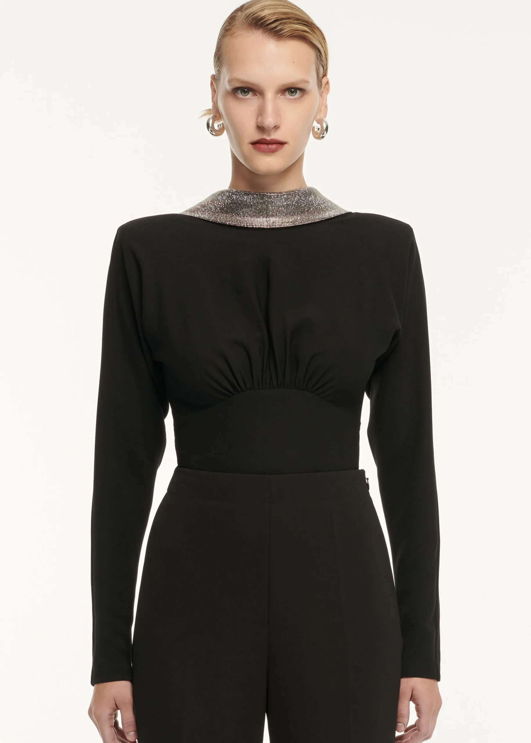 Ready To Wear|Ready To Wear Roland Mouret Long Sleeve Stretch Cady Embellished Top