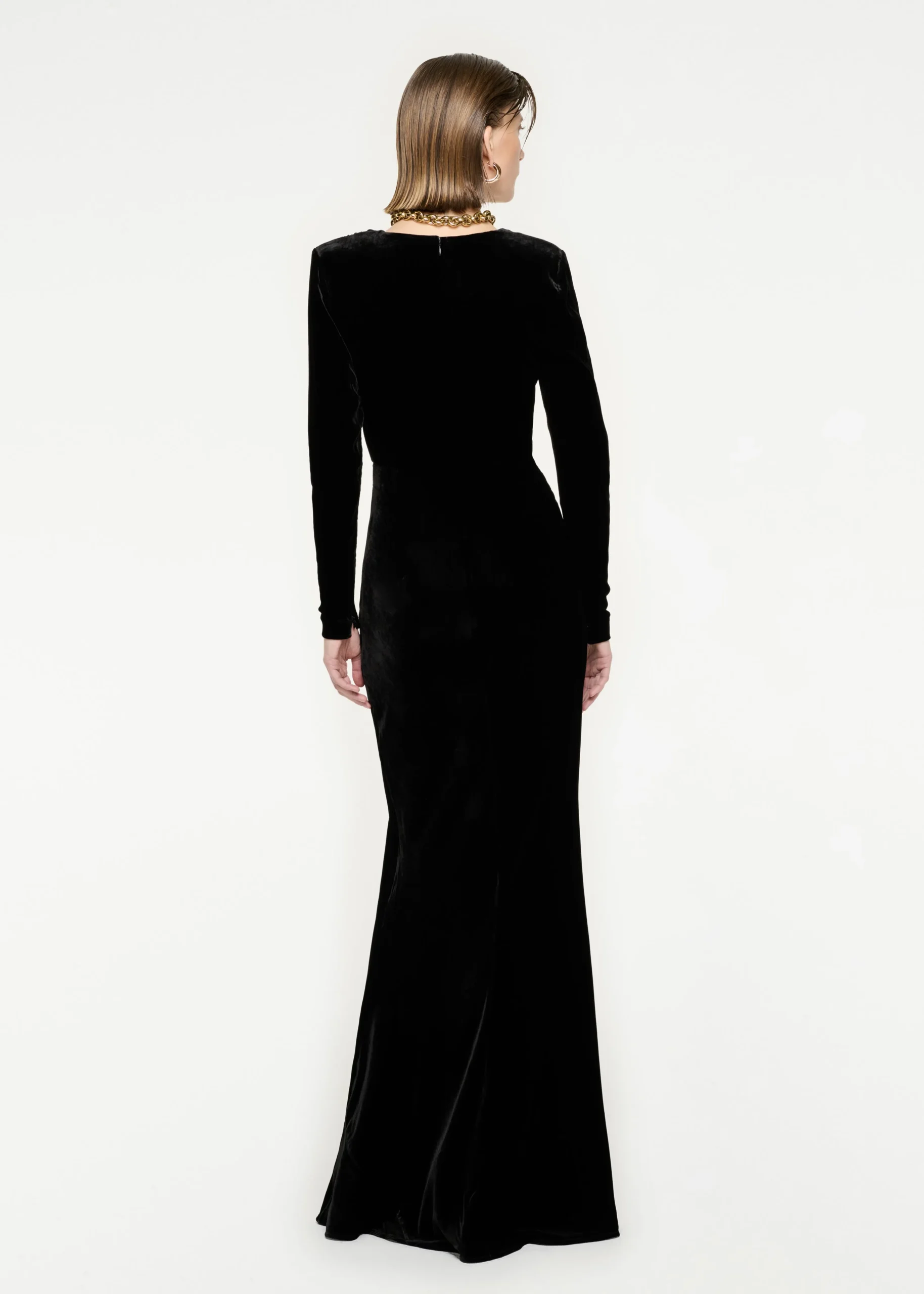 Ready To Wear|Ready To Wear Roland Mouret Long Sleeve Velvet Maxi Dress Black