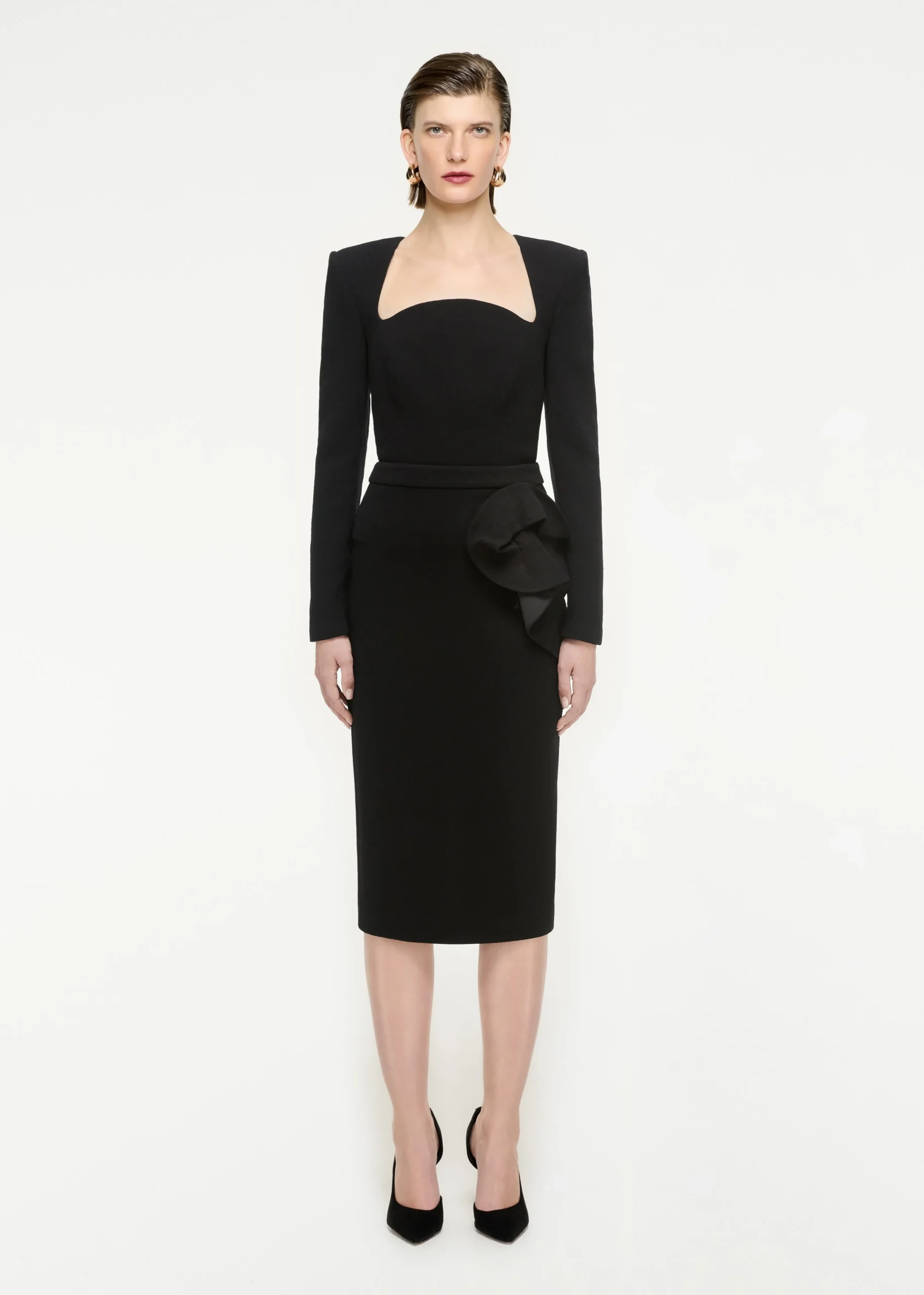 Ready To Wear|Ready To Wear Roland Mouret Long Sleeve Wool Crepe Top Black