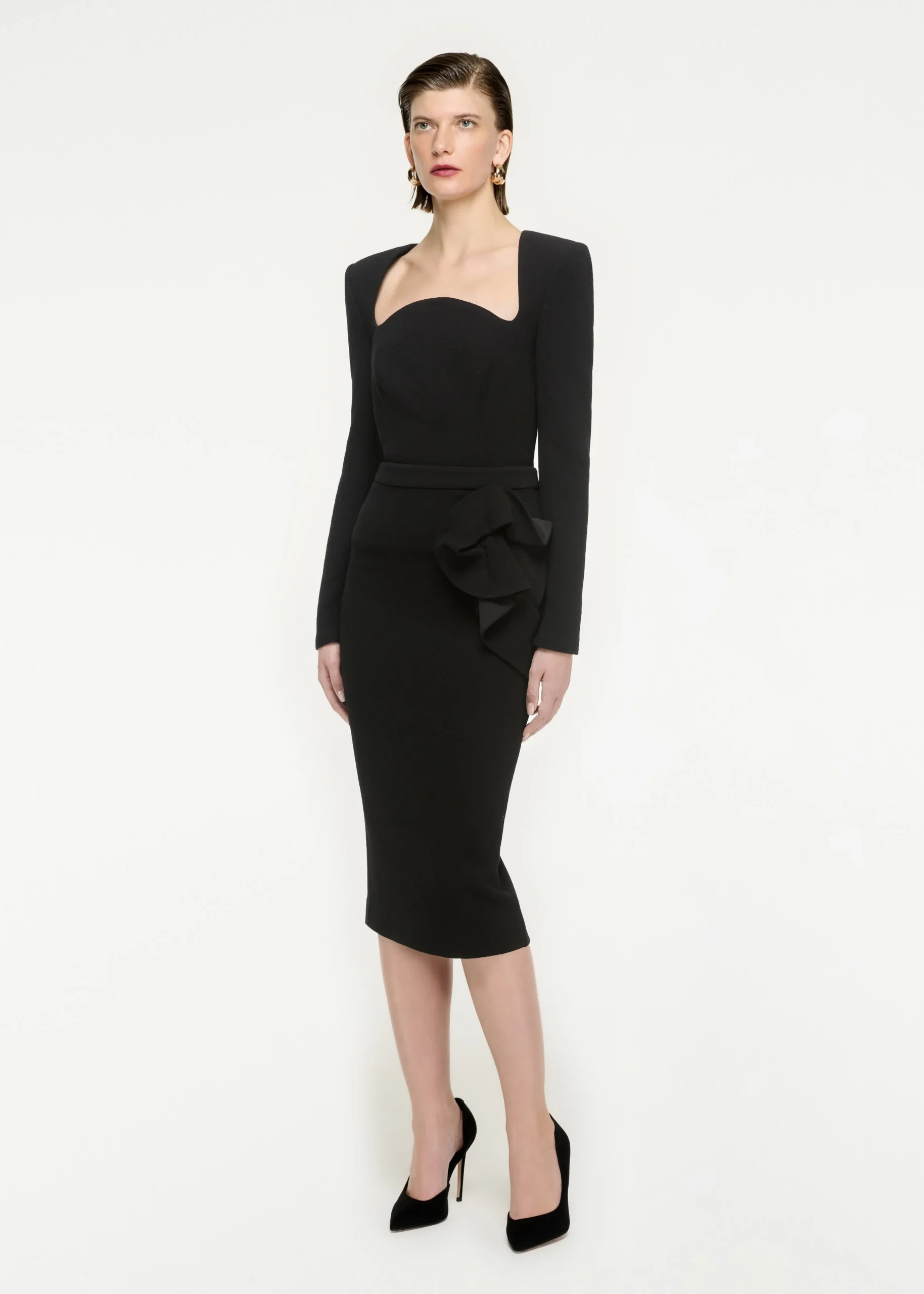 Ready To Wear|Ready To Wear Roland Mouret Long Sleeve Wool Crepe Top Black