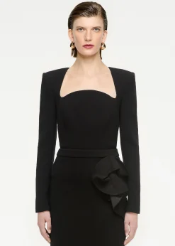 Ready To Wear|Ready To Wear Roland Mouret Long Sleeve Wool Crepe Top Black