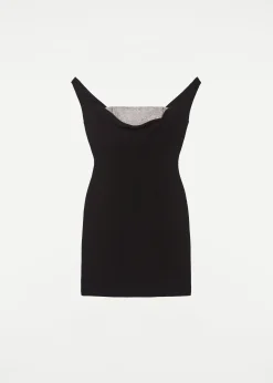 Ready To Wear|Ready To Wear Roland Mouret Off Shoulder Silk Wool Diamante Mini Dress Black