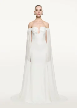 Ready To Wear|Ready To Wear|Ready To Wear Roland Mouret Off The Shoulder Stretch Cady Gown White