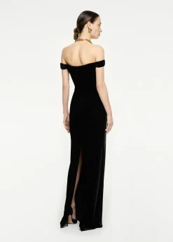 Ready To Wear|Ready To Wear Roland Mouret Off The Shoulder Velvet Maxi Dress Black