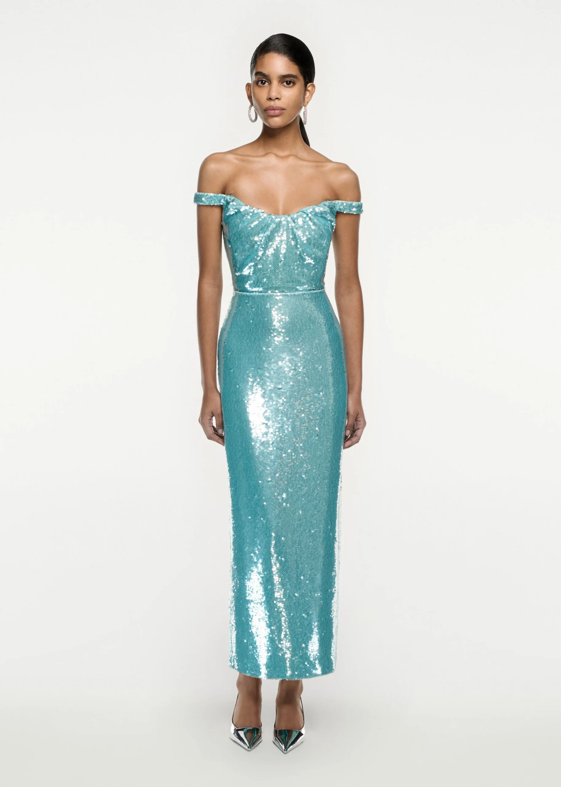 Ready To Wear|Ready To Wear Roland Mouret Sequin Midi Dress Blue