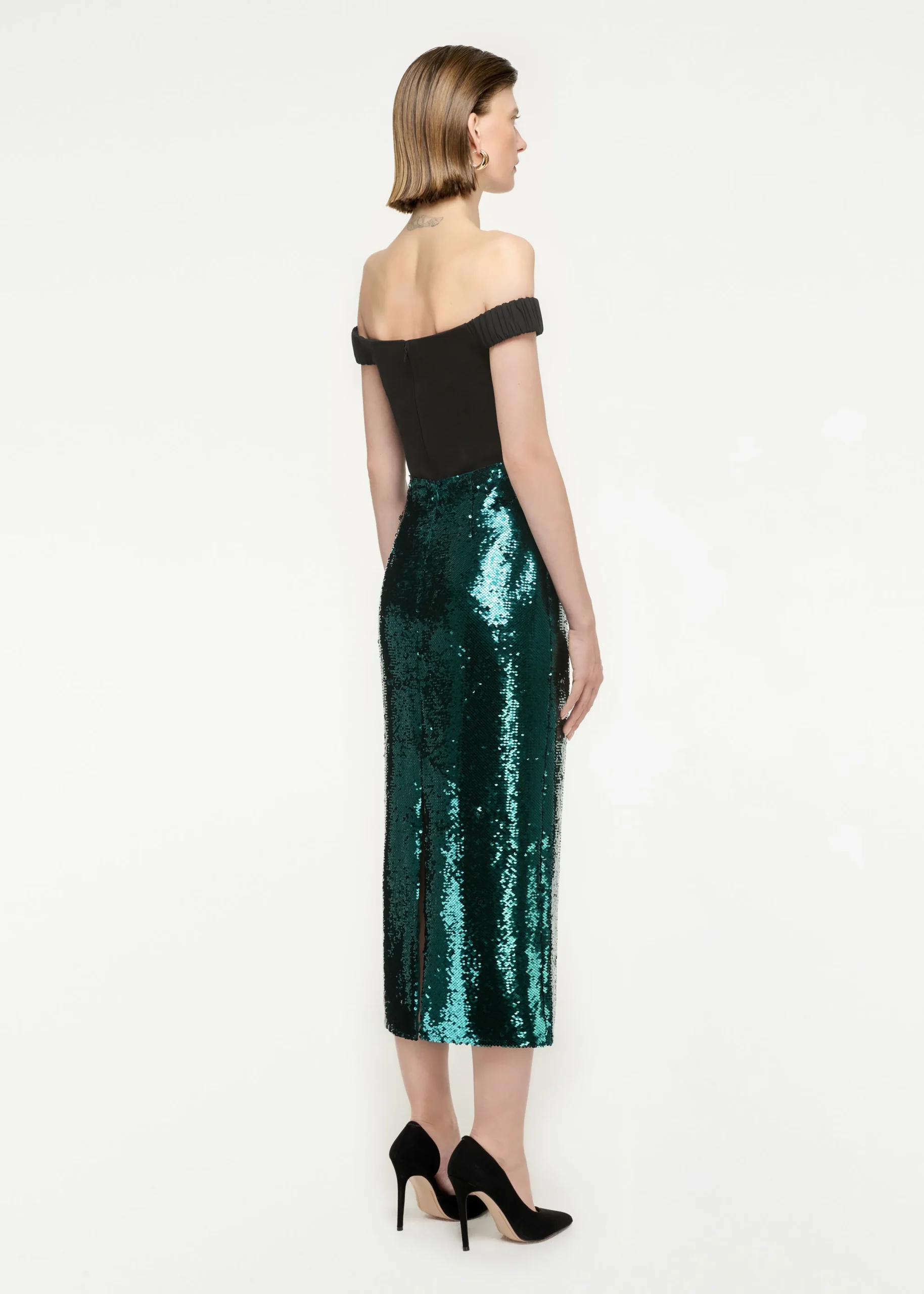 Ready To Wear|Ready To Wear Roland Mouret Sequin Midi Skirt Green