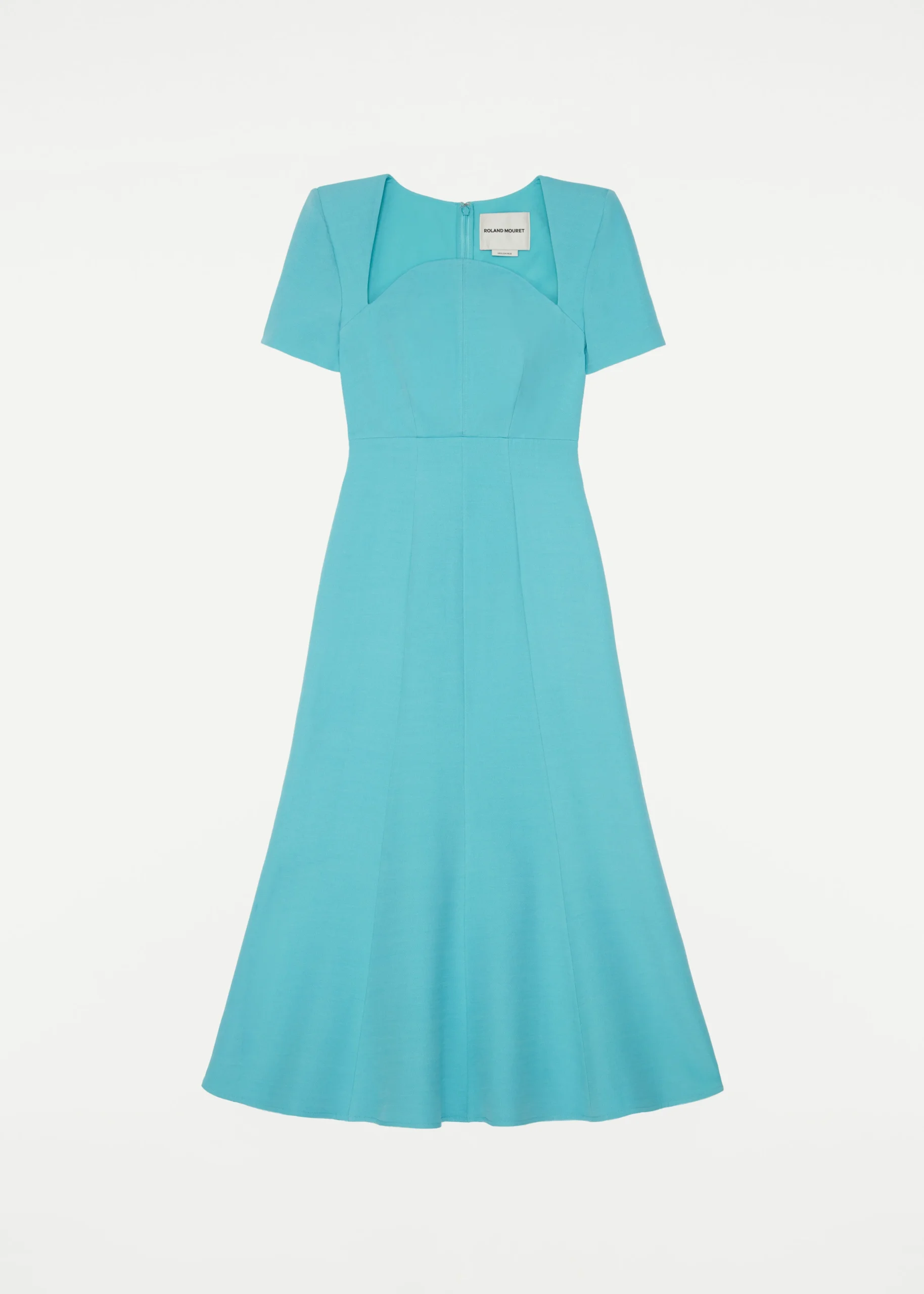 Ready To Wear|Ready To Wear Roland Mouret Short Sleeve Silk Wool Midi Dress Blue