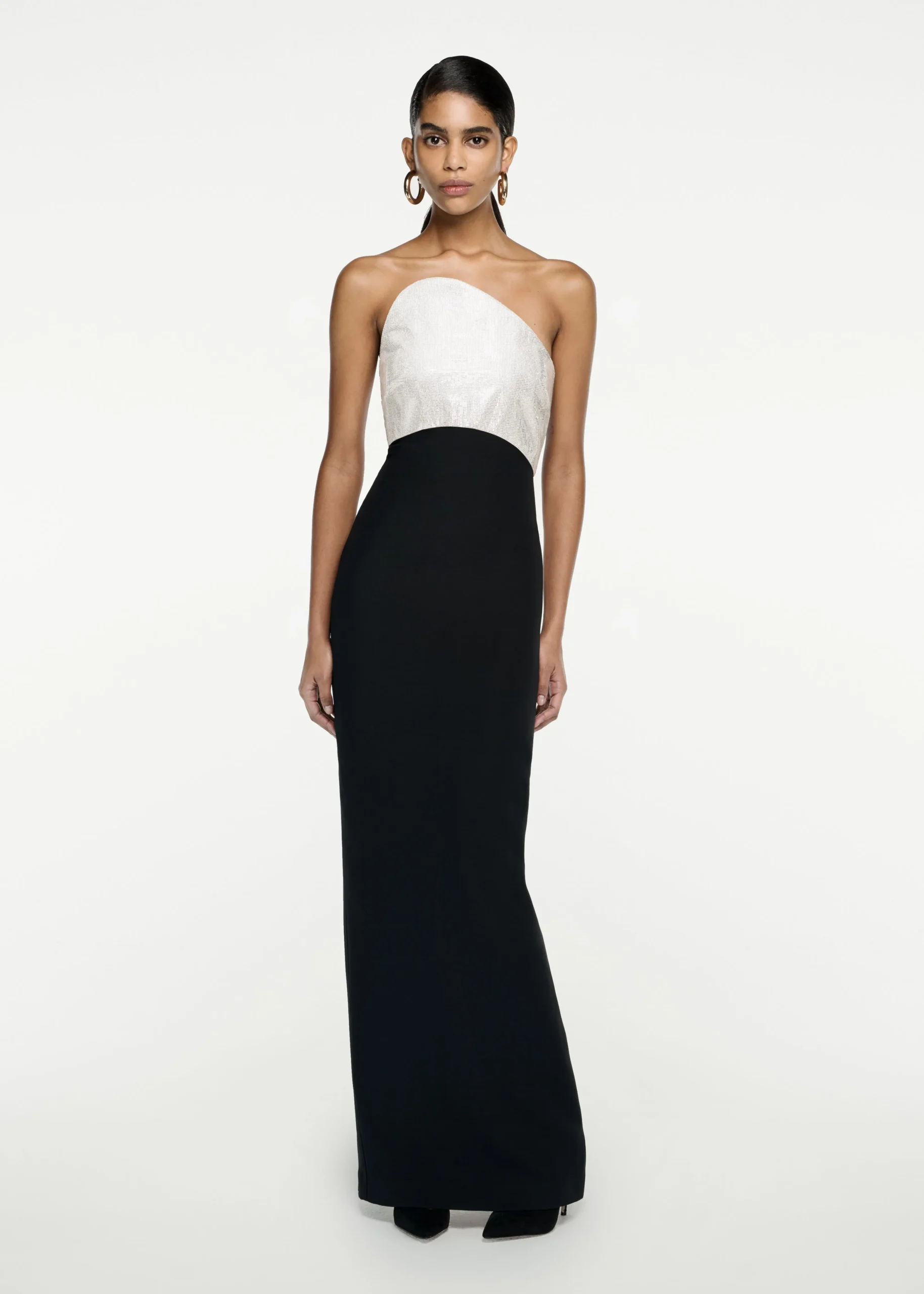 Ready To Wear|Ready To Wear Roland Mouret Strapless Silk Wool Diamante Maxi Dress Black
